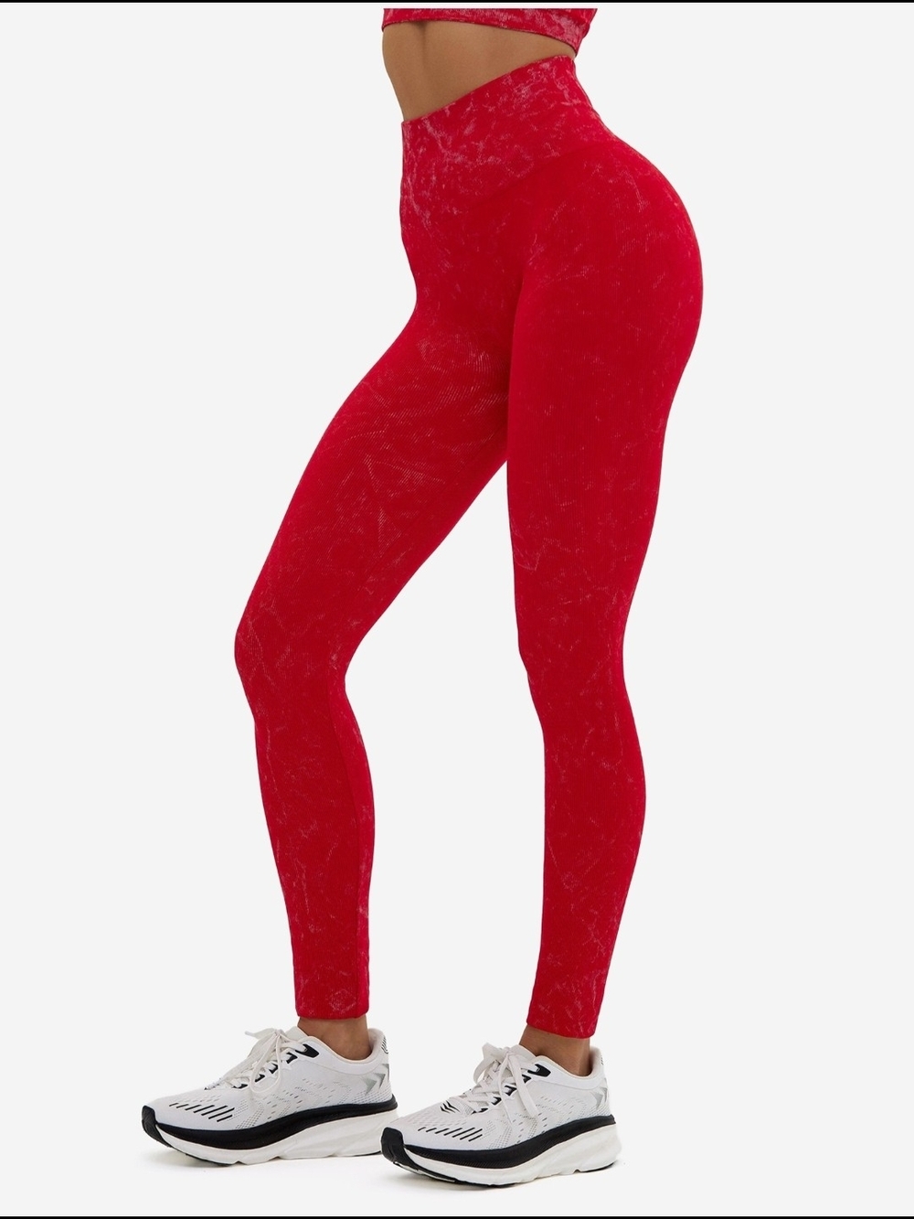 Bona Fide Premium High Waist Seamless Marble Leggings-red